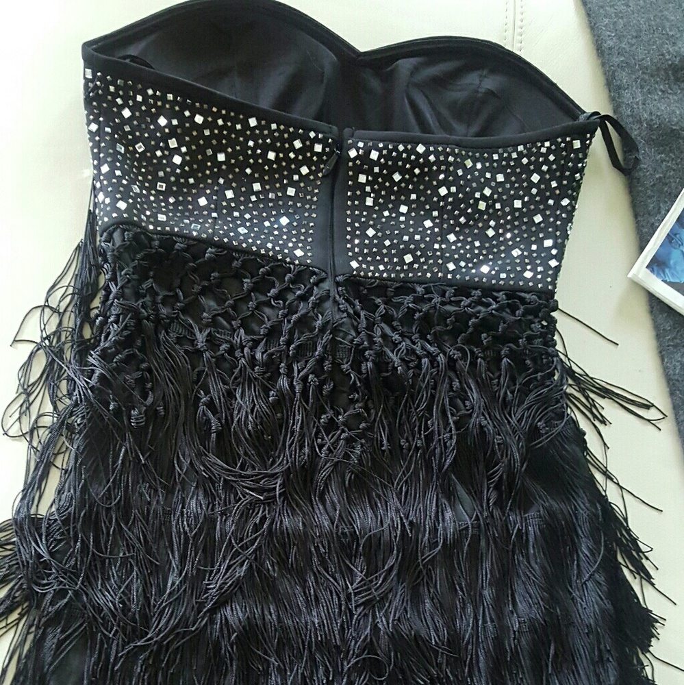 BLACK FRINGE COCKTAIL DRESS - Picture 3 of 4